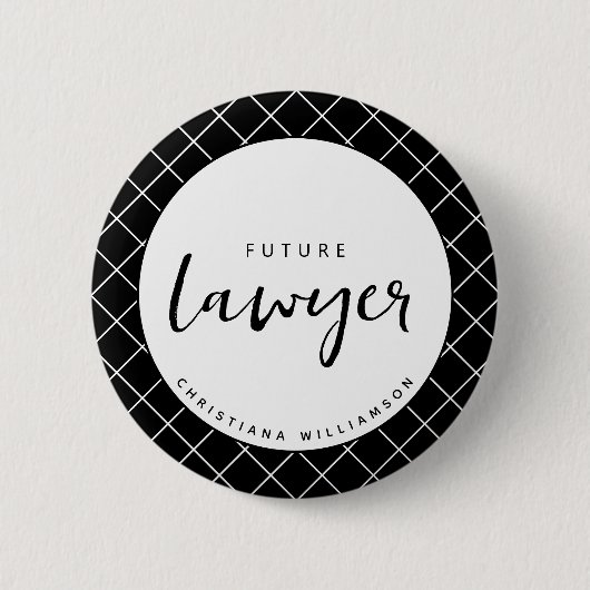 Elegant Future Lawyer Karo Pattern Personalisiert Button (Vorderseite)