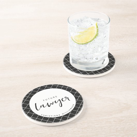 Elegant Future Lawyer Karo Pattern Personalisiert Getränkeuntersetzer (Seite)
