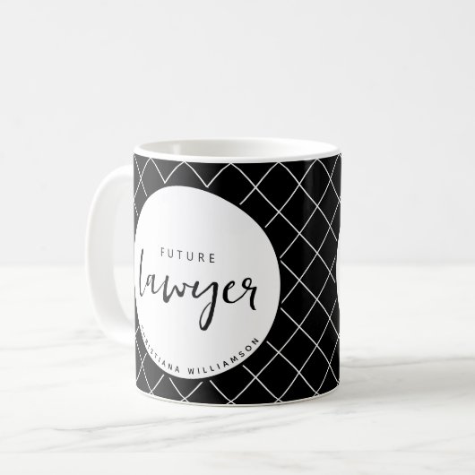 Elegant Future Lawyer Karo Pattern Personalisiert Kaffeetasse (Vorderseite Links)