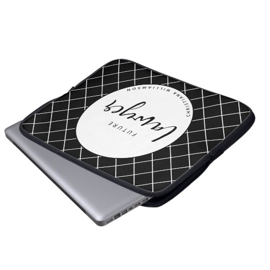 Elegant Future Lawyer Karo Pattern Personalisiert Laptopschutzhülle (Vorne Knopf)