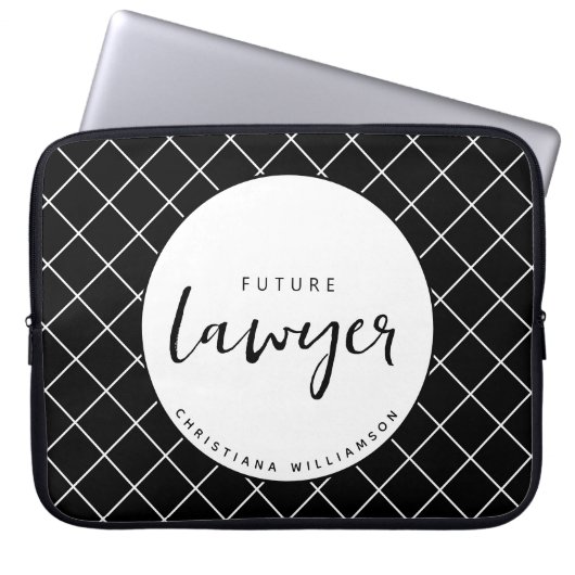 Elegant Future Lawyer Karo Pattern Personalisiert Laptopschutzhülle (Vorderseite)