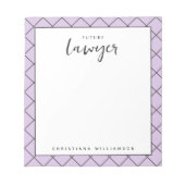 Elegant Future Lawyer Karo Pattern Personalisiert Notizblock (Vorderseite)