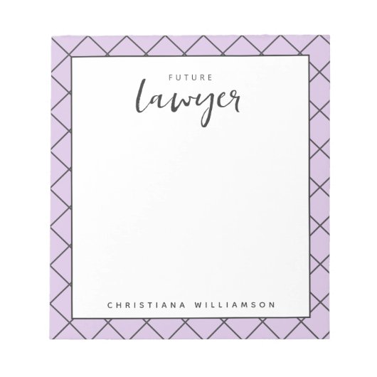 Elegant Future Lawyer Karo Pattern Personalisiert Notizblock (Vorderseite)