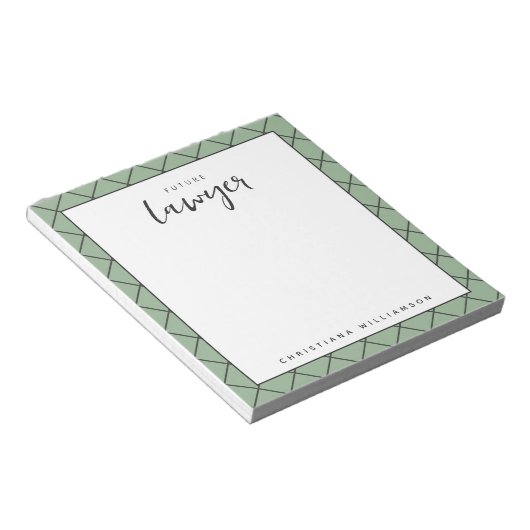 Elegant Future Lawyer Karo Pattern Personalisiert Notizblock (angewinkelt)