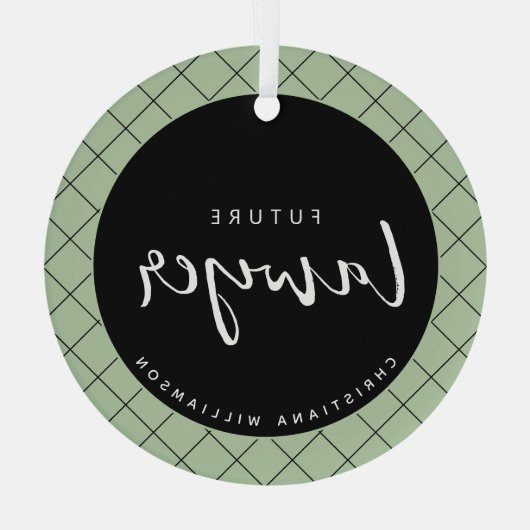 Elegant Future Lawyer Karo Pattern Personalisiert Ornament Aus Glas (Rückseite)