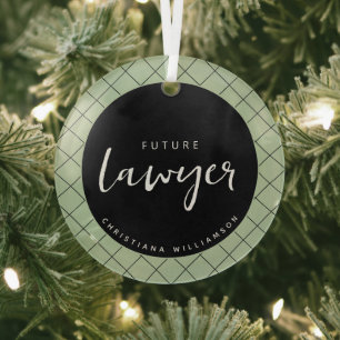 Elegant Future Lawyer Karo Pattern Personalisiert Ornament Aus Glas