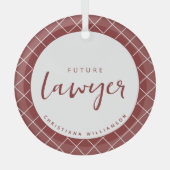 Elegant Future Lawyer Karo Pattern Personalisiert Ornament Aus Glas (Vorderseite)