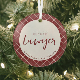 Elegant Future Lawyer Karo Pattern Personalisiert Ornament Aus Glas
