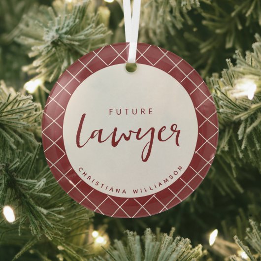 Elegant Future Lawyer Karo Pattern Personalisiert Ornament Aus Glas (InSitu)