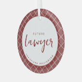 Elegant Future Lawyer Karo Pattern Personalisiert Ornament Aus Glas (Vorderseite links)