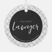 Elegant Future Lawyer Karo Pattern Personalisiert Ornament Aus Glas (Vorderseite)