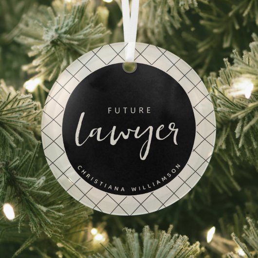 Elegant Future Lawyer Karo Pattern Personalisiert Ornament Aus Glas (InSitu)