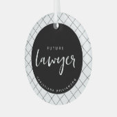 Elegant Future Lawyer Karo Pattern Personalisiert Ornament Aus Glas (Vorderseite links)