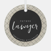 Elegant Future Lawyer Karo Pattern Personalisiert Ornament Aus Glas (Vorderseite)