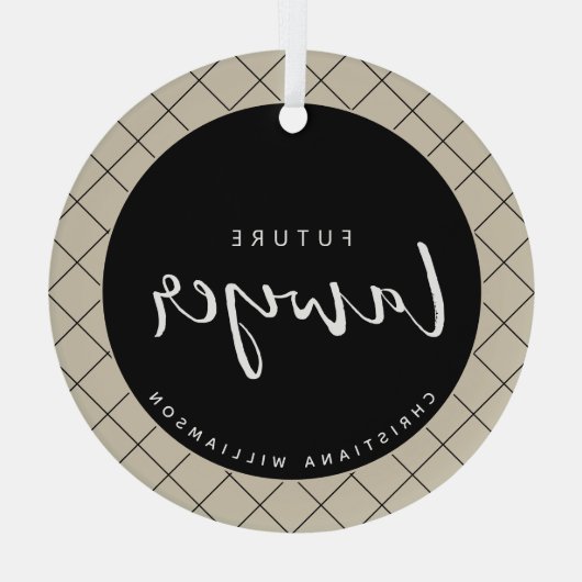 Elegant Future Lawyer Karo Pattern Personalisiert Ornament Aus Glas (Rückseite)