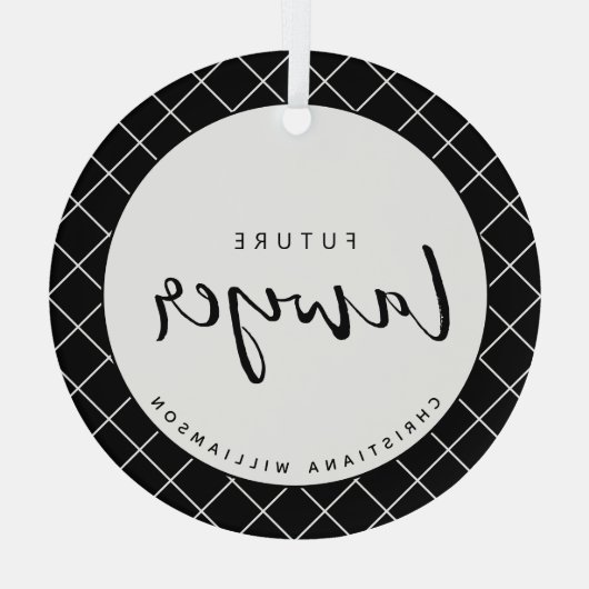 Elegant Future Lawyer Karo Pattern Personalisiert Ornament Aus Glas (Rückseite)