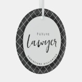 Elegant Future Lawyer Karo Pattern Personalisiert Ornament Aus Glas (Vorderseite Rechts)