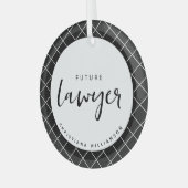 Elegant Future Lawyer Karo Pattern Personalisiert Ornament Aus Glas (Vorderseite links)