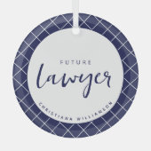 Elegant Future Lawyer Karo Pattern Personalisiert Ornament Aus Glas (Vorderseite)