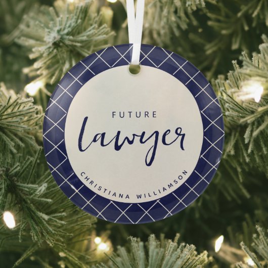 Elegant Future Lawyer Karo Pattern Personalisiert Ornament Aus Glas (InSitu)