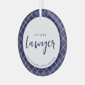 Elegant Future Lawyer Karo Pattern Personalisiert Ornament Aus Glas (Vorderseite links)