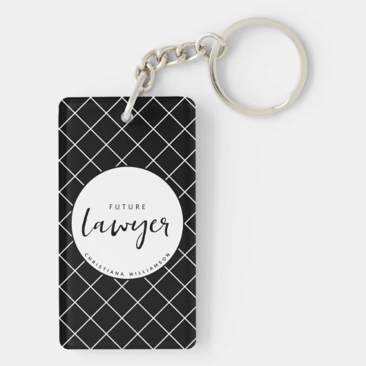 Elegant Future Lawyer Karo Pattern Personalisiert Schlüsselanhänger (Rückseite)