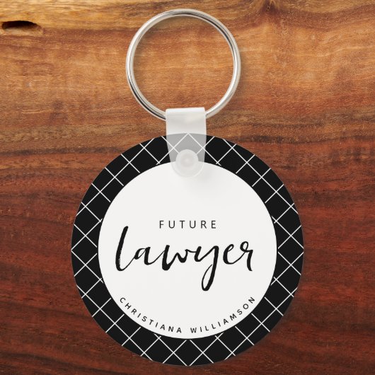 Elegant Future Lawyer Karo Pattern Personalisiert Schlüsselanhänger (Rückseite)