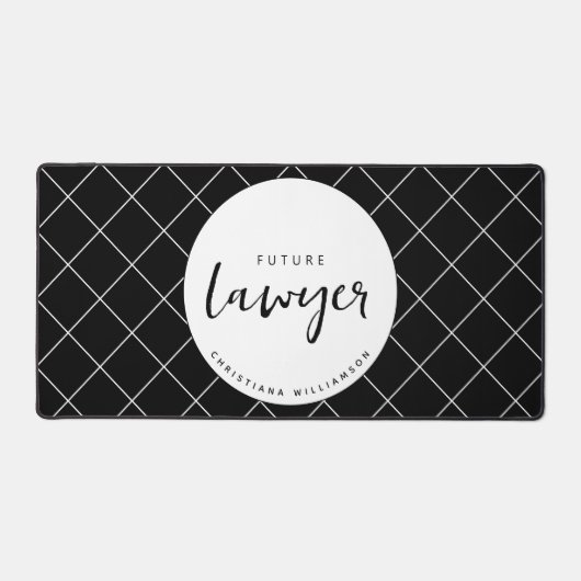 Elegant Future Lawyer Karo Pattern Personalisiert Schreibtischunterlage (Vorderseite)