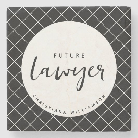 Elegant Future Lawyer Karo Pattern Personalisiert Steinuntersetzer (Vorderseite)