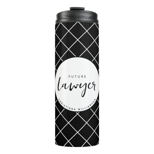 Elegant Future Lawyer Karo Pattern Personalisiert Thermosbecher (Vorderseite)