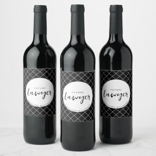 Elegant Future Lawyer Karo Pattern Personalisiert Weinetikett