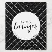 Elegant Future Lawyer Karo Pattern Personalisiert Weinetikett (Einzelnes Label)