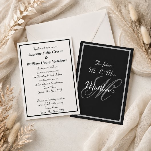 Elegant Future Mr. Monogram Wedding Einladungen