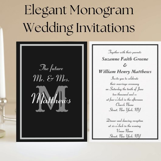 Elegant Future Mr. Monogram Wedding Einladungen