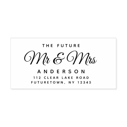 Elegant Future Mr. und Mrs. Rücksendeadresse Scrip Gummistempel (Prägung)