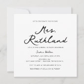 Elegant Future Mrs Black & White Brautparty Einladung (Vorderseite)