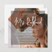 Elegant Future Mrs Black & White Brautparty Einladung (Vorne/Hinten)