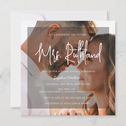 Elegant Future Mrs Black & White Brautparty Einladung (Vorderseite)