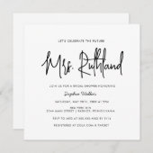 Elegant Future Mrs Black & White Brautparty Inv Einladung (Vorne/Hinten)