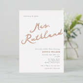 Elegant Future Mrs. Brautparty Rose Gold Foil Folieneinladung (Stehend vorne)