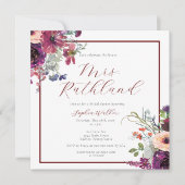 Elegant Future Mrs Burgundy Floral Brautparty Einladung (Vorderseite)