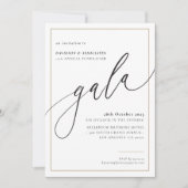 ELEGANT GALA calligraphy stylish formal gold black Einladung (Vorderseite)