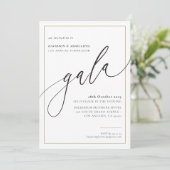 ELEGANT GALA calligraphy stylish formal gold black Einladung (Stehend Vorderseite)