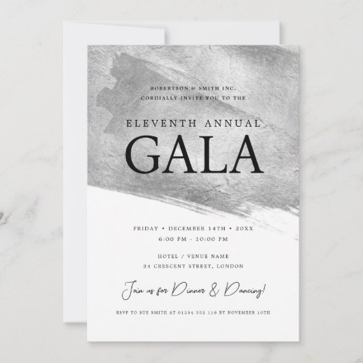 Elegant GALA Company Silver Brush Einladung (Vorderseite)