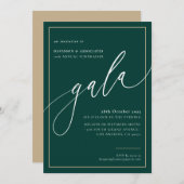 ELEGANT GALA Kalligraphie stilvoll formale dunkelg Einladung (Vorne/Hinten)