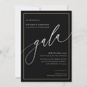 ELEGANT GALA Kalligraphie Stilvolles schwarzes Gol Einladung
