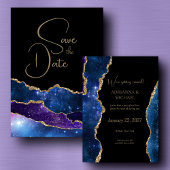 Elegant Galaxy Agate Wedding Save the Date Einladung