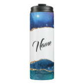 Elegant Galaxy Blue Aqua Agate Geode Thermosbecher (Vorderseite)