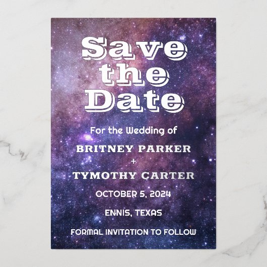 Elegant Galaxy Celestial QR Code Constellation Folieneinladung (Vorderseite)