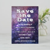 Elegant Galaxy Celestial QR Code Constellation Folieneinladung (Stehend vorne)